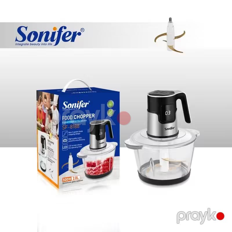 Sonifer SF-8188 - Doğrayıcı 500W 1.8L Şüşə Qab S-Bıçaqlı Doğrama Təhlükəsizlik Kilidi Mətbəx üçün Sürüşməyən Doğrayıcı — Blenderlər, xırdalayanlar və mikserlər, Bakı (5)