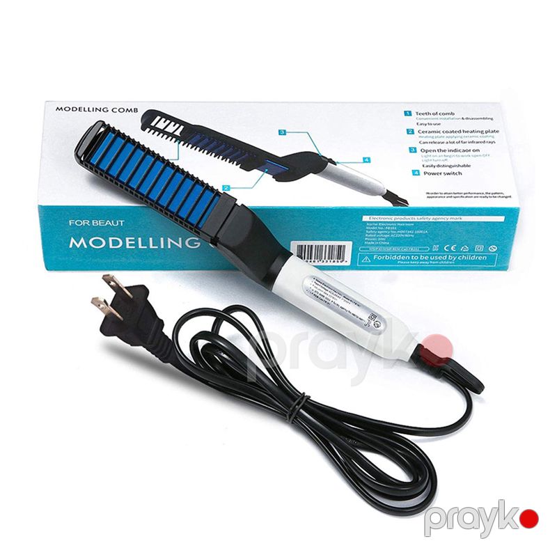 Hair Iron FB161 Çoxfunksiyalı Elektrikli Saç Darağı Portativ Kişi Saç Saqqal Düzləşdirici Fen 180°C-230°C — Fən, Bakı (6)