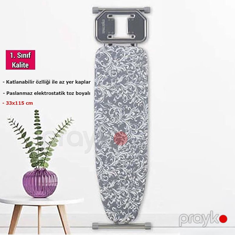 Cındy CM-038 Ütü Masası Boz Rengli Cingillioglu Cindy Ütü Masası 33x115 sm Gül Desenli Ütü Masası — Mallar, Bakı (3)