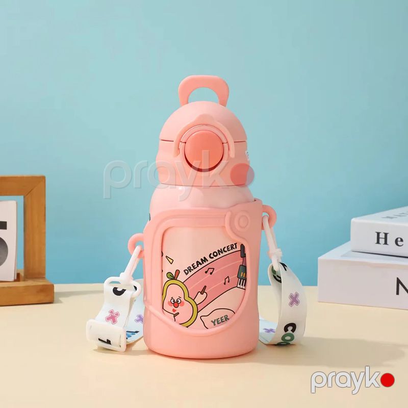 Şirin Cizgi Filmi Şüşəsi 500ML İkiqat Divarlı Qapaqlı, Cizgi Filmi termos uşaqlar üçün izolyasiya edilmiş su şüşəsi — Termos və termoş, Bakı (6)
