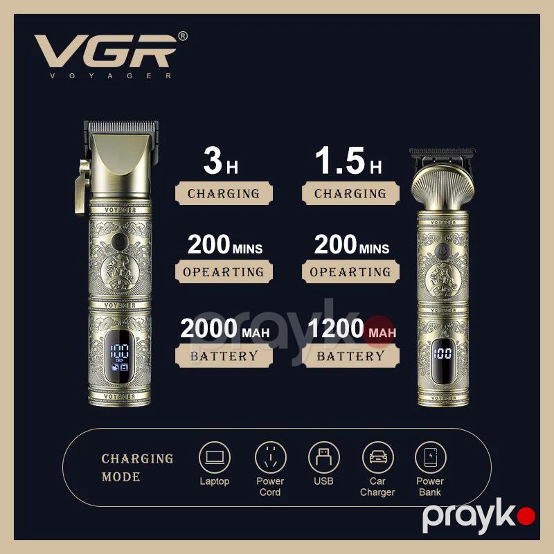 VGR Saç Qırxan Təraş Maşını Vintage Saç Kəsmə Dəsti Professional Kişi Saç Qırxan Elektrikli Matel Trimmer Dəsti Bərbər üçün V-670 — Usturalar, trimmerler və epilyatorlar, Bakı (4)