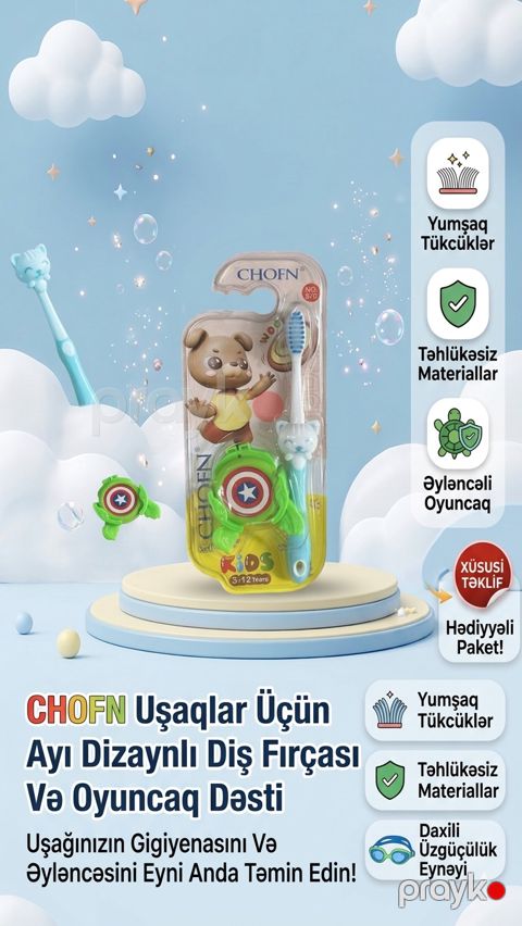 Uşaq diş fırçası Chofn EBONLN-3, 3+ yaş — Bakı