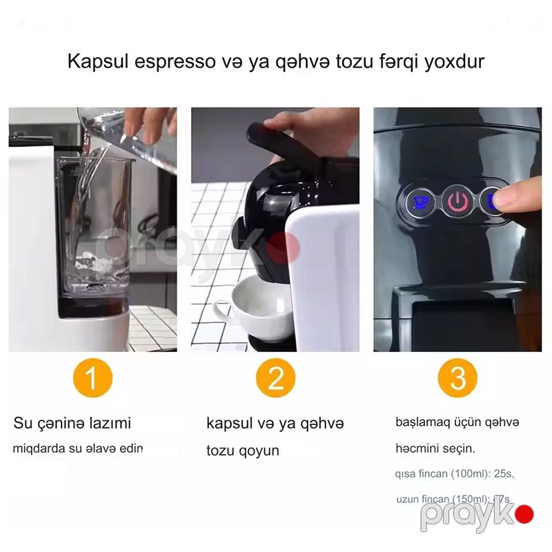 Sonifer SF-3539 Yüksək Təzyiqli Qəhvə Hazırlayan Maşın 3-ü 1-də Kapsul Qəhvə Maşını — Digər mətbəx texnikası, Bakı (7)