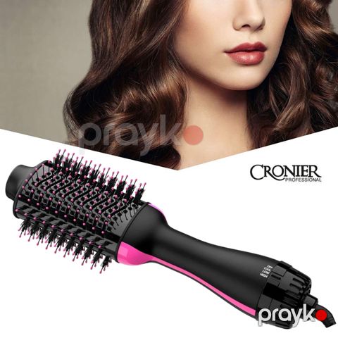 2-si 1 Arada Fırça Fen Cronier CR-8199 Professional Saç Düzləşdirici və Forma Verən Fırça Fen 1000 Vatt — Bakı