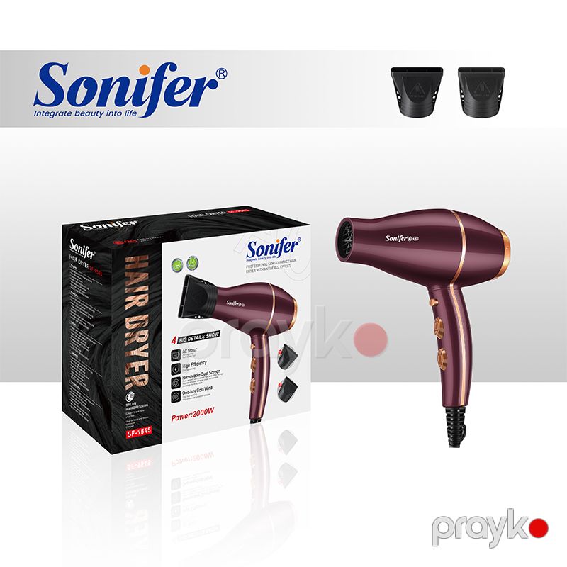 Sonifer SF-9545 İsti hava feni 2000W Soyuq Düyməli və İsti Hava ilə 220V Portativ Mini Saç Qurutma feni — Ev texnikası, Bakı (2)