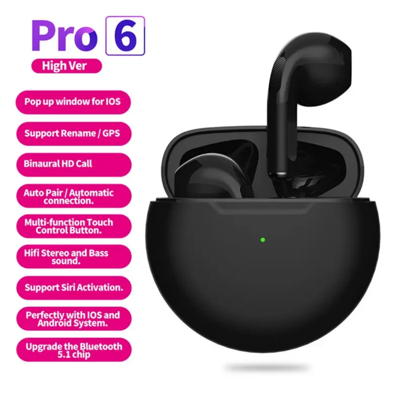 Pro 6 simsiz stereo qulaqlıq - iOS və Android uyğunluğu — Simsiz qulaqlıqlar, Bakı (5)