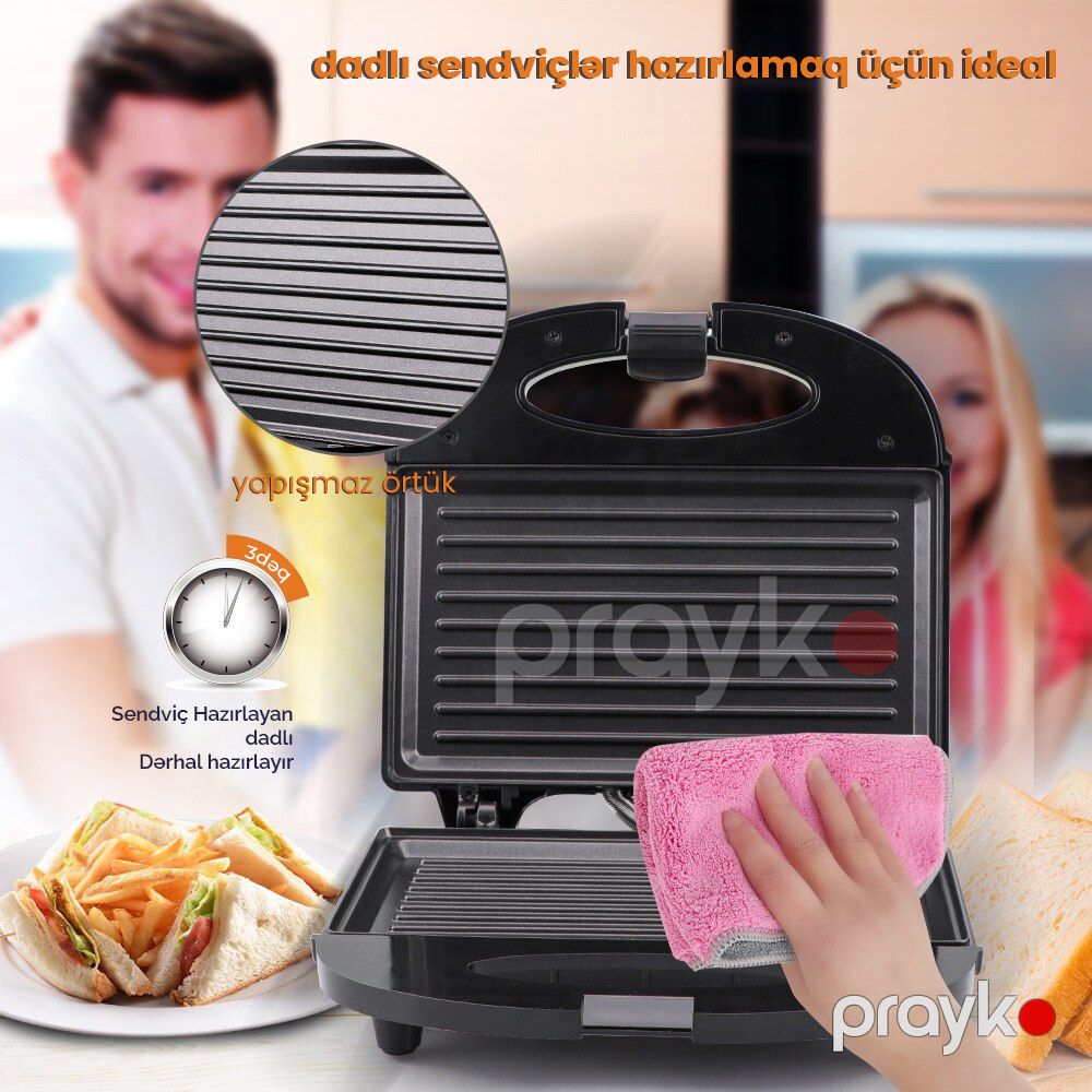 Elektrikli Sendviç Tost Omlet Hazırlayan Heager SL-619 Sendviç Hazırlayan Fransız Tosteri — Toster və vaflyasıcı, Bakı (2)