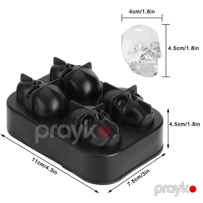 Silikon Buz Qabı Silikon Dörd Kəllə Formalı Buz Küpü Ev Və Bar Üçün Buz Qabı Kokteyl Buzlu Qəhvə Buzlu Çay Soda Su Üçün Buz Qabı — Qablar və mətbəx əşyaları, Bakı (4)