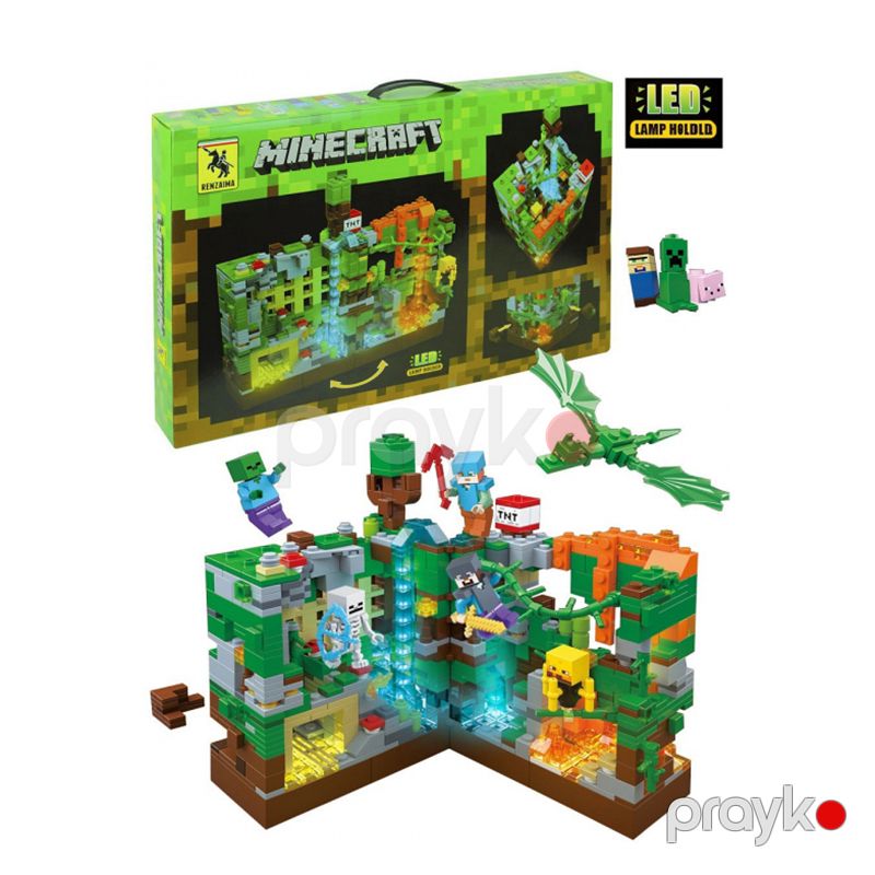 Lego Oyunu Constructor Renzaıma Minecraft Jungle Battle 866 hissə, Constructor Green Fortress + LED 866 hissə, Minecraft 679 — Oyuncaqlar, Bakı (2)