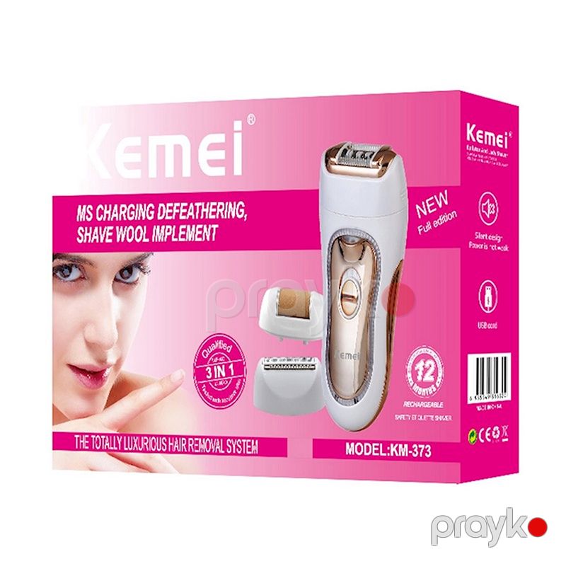 Kemei KM-373 3-ü 1 Arada Epilasiya Cihazı Çox Fonksiyonlu Elektrikli Qadın Bədən Təraş Maşını — Usturalar, trimmerler və epilyatorlar, Bakı (6)