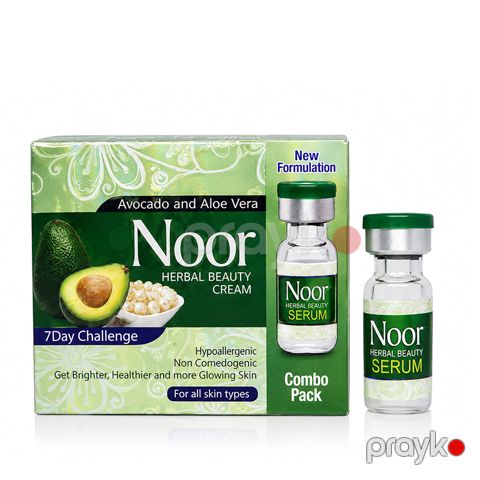 Noor Herbal Beauty Cream Avokado və Aloe Vera Üz Kremi + Serum Dəsti (7 Day Challenge) — Bakı