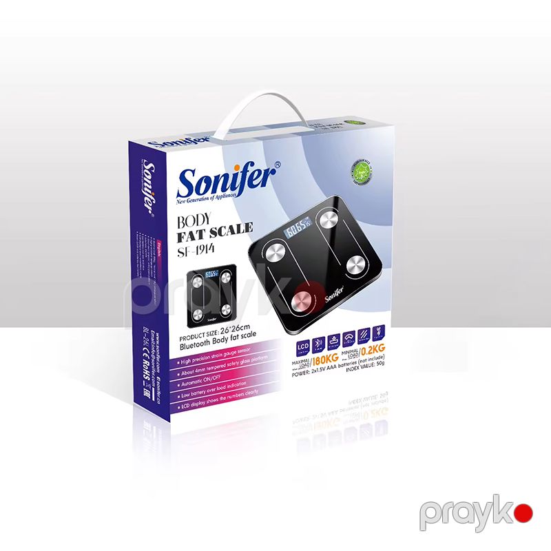Sonifer SF-1914 LED Ekrana Sahib 180 kq-a Qədər Çəki Üçün Elektron Döşəmə Tərəzisi Ev Üçün Rəqəmsal Şüşə Məişət Tərəzisi — Tərəzi, Bakı (3)
