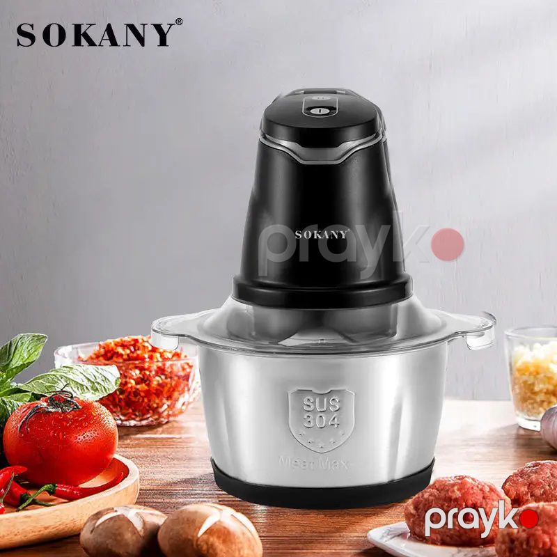 Sokany SK-7020 Mini Elektrik Ətçəkən Maşın 2L 400W Gücündə Paslanmaz Polad Mətbəx Doğrayıcısı — Blenderlər, xırdalayanlar və mikserlər, Bakı (2)