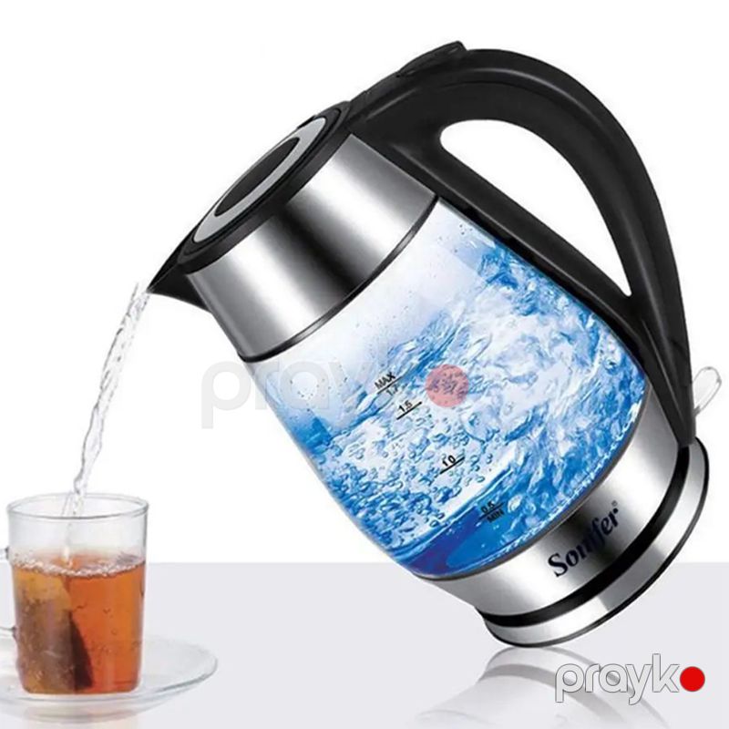 Sonifer SF-2136 - Elektrikli Çaydan Məişət Yüksək Keyfiyyətli 2200W 1.7L Su Çaydanı LED Mavi İşıqlı Paslanmayan Polad Qapaqlı Elektrikli Şüşə Çaydan — Elektrik çaydanları və termoslar, Bakı (5)