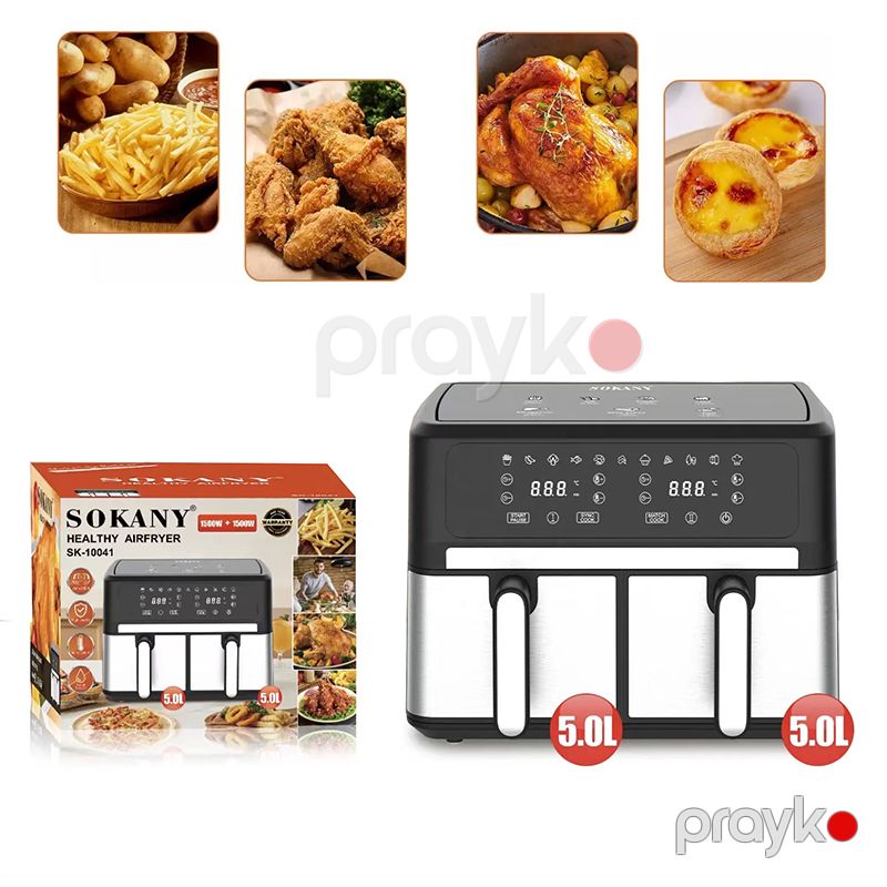 Fritür Sokany SK-10041 Multifunctional Digital Air Fryer 2 Tavalı Elektrikli Hava Fritöz Ağıllı Hava Fritözü 3000W 6L — Digər mətbəx texnikası, Bakı (3)