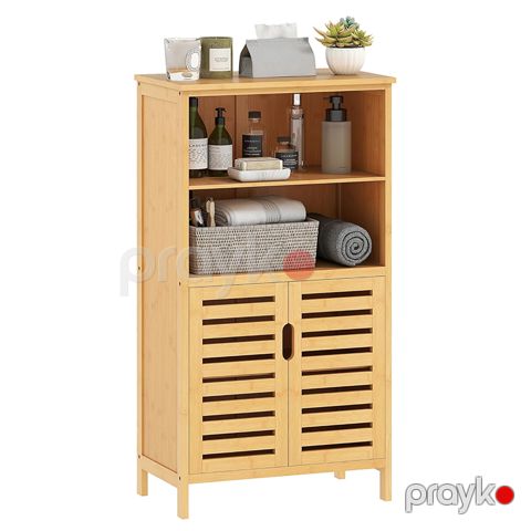 2 Qapılı Bambuk Saxlama Şkafı Bamboo 2 Bölməli Hamam Şkafı Taxta Bambuk Saxlama Rəfi Şkafı — Bakı