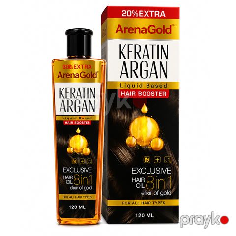 ArenaGold Keratin Argan Hair Booster 8 in 1 – Saç Baxım Yağı 120 ml — Bakı