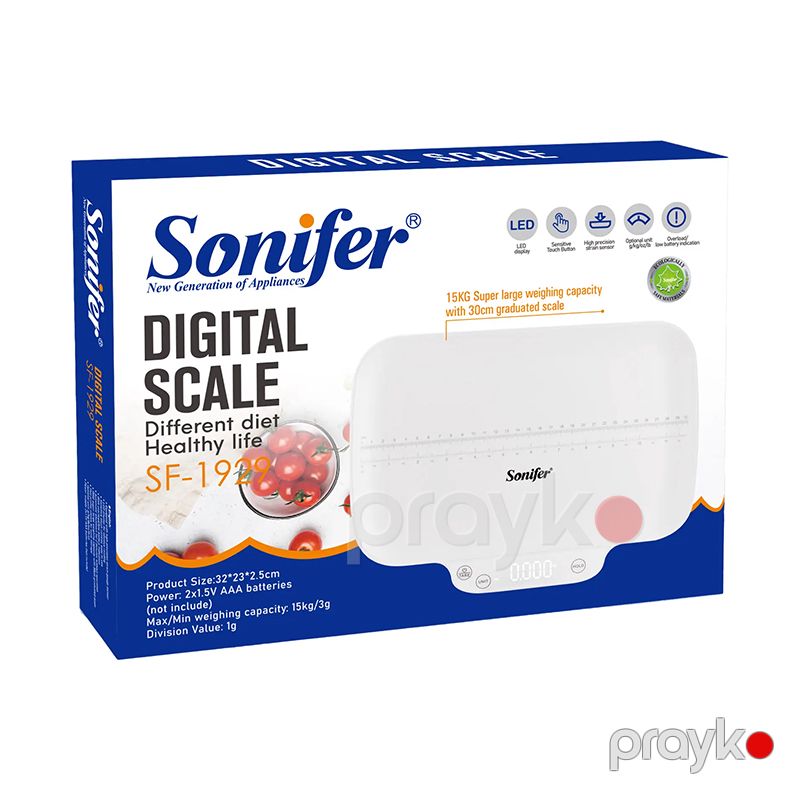 Sonifer SF-1929 Çoxfunksiyalı Mətbəx Tərəzisi Həssas Tərəzi Led Displeyli Tərəzi — Tərəzi, Bakı (3)