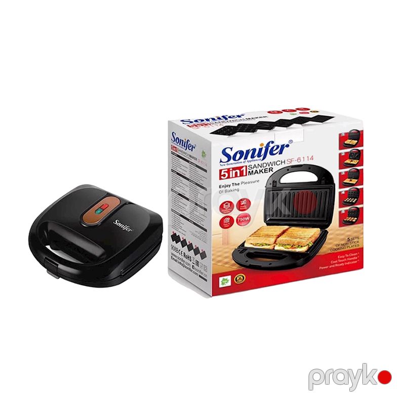Sonıfer SF-6154 Çoxfunksiyalı Elektrikli Toster 5-i 1 Arada Qril Sandviç Vafli Hazırlayan Toster 750W — Toster və vaflyasıcı, Bakı (7)