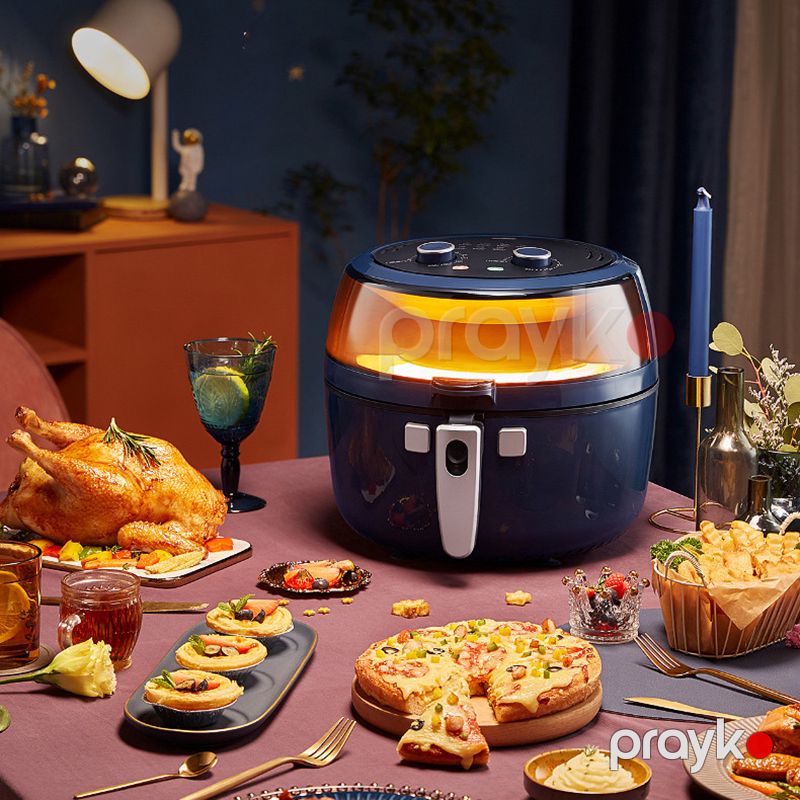 Sokany Elektrikli Peşəkar Air Fryer Blue 1800W Gücündə Professional İkiqat Paslanmaz Polad 8L Fritöz — Digər mətbəx texnikası, Bakı (3)
