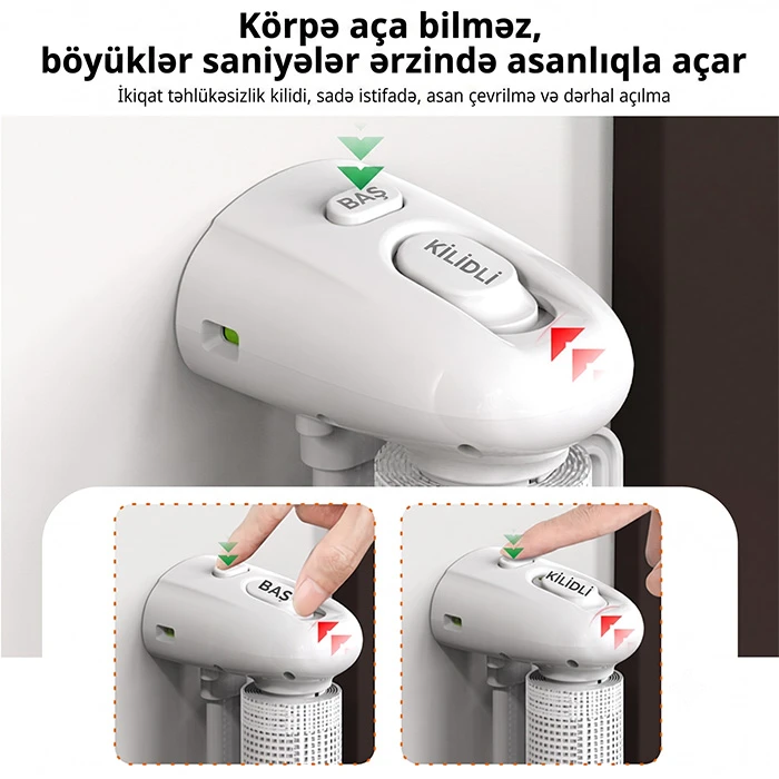 Uşaqlar və Ev Heyvanları üçün Çəkilən Təhlükəsizlik Baryeri (Rulon Qoruyucu Qapı) — Mallar, Bakı (2)