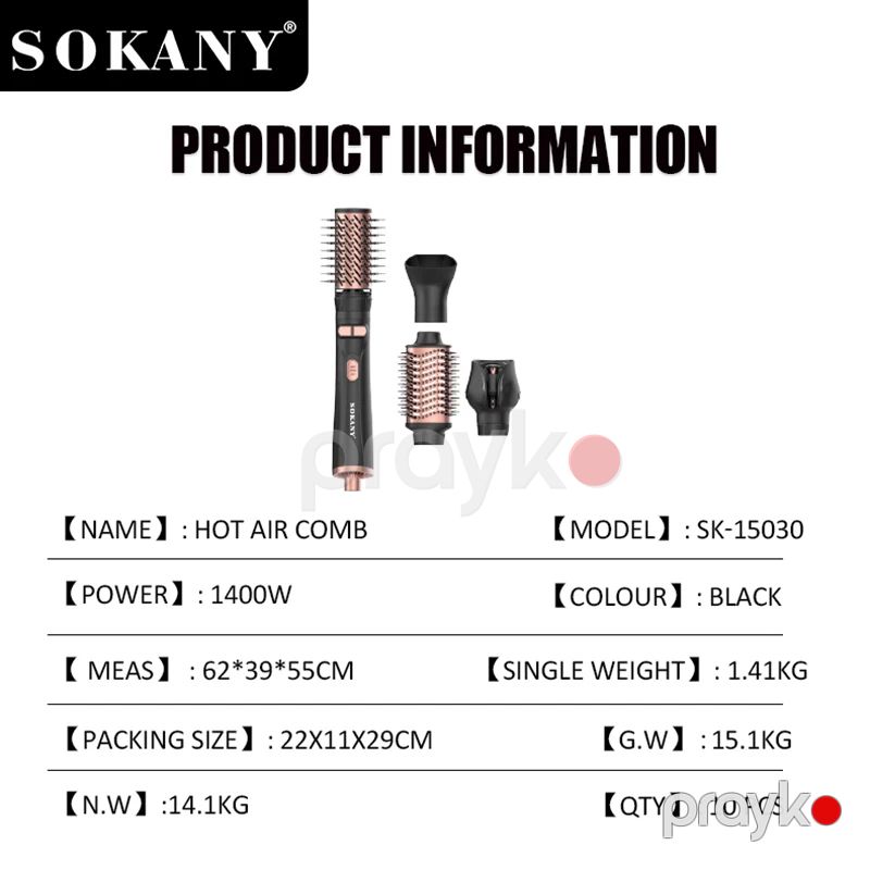 Sokany SK-15030 Çoxfunksiyalı Saç Quruducu Fen Dəsti 4 Fərqli Başlıqlı Fen — Fən, Bakı (6)