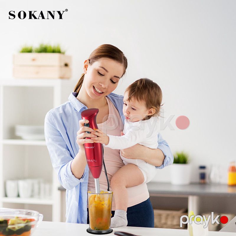 Sokany SK-5011 Qırmızı Dizaynlı Paslanmayan Polad Əl Blender Elektrikli İki Sürətli Əl Blenderi — Ev texnikası, Bakı (5)