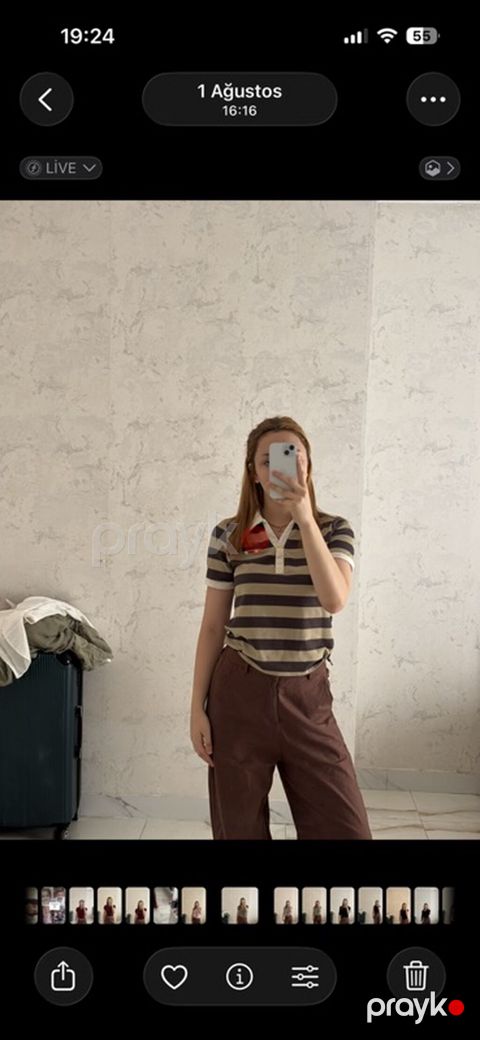 Qısa qol zolaqlı polo köynək - Model: qadın polo - Rənglər: tünd — Bakı