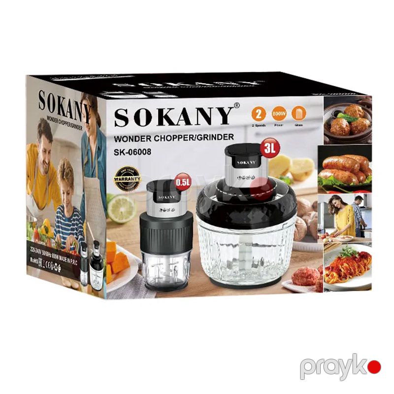Sokany SK-06088 Çoxfunksiyalı Elektrikli Doğrayıcı Ətçəkən Tərəvəz Doğrayıcı 800W — Blenderlər, xırdalayanlar və mikserlər, Bakı (6)