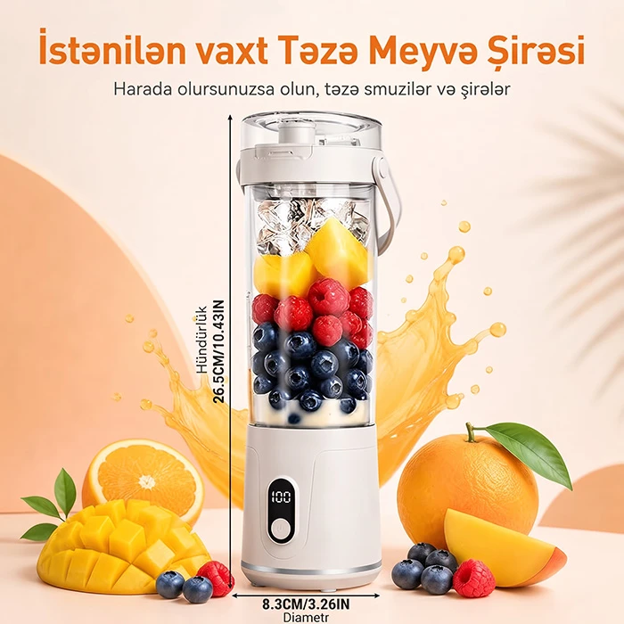 Portativ Akkumulyatorlu Smuzi Blenderi — İstənilən Yerdə Sağlam və Təzə Həyat Tərzi — Mallar, Bakı (2)