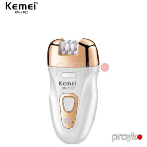 Kemei KM-7102 - Epilyator 3-ü 1-də Epilyator USB Şarjlı Bədən və Üz Tük Təmizləyici 3 Başlıqlı Epilyator — Bakı