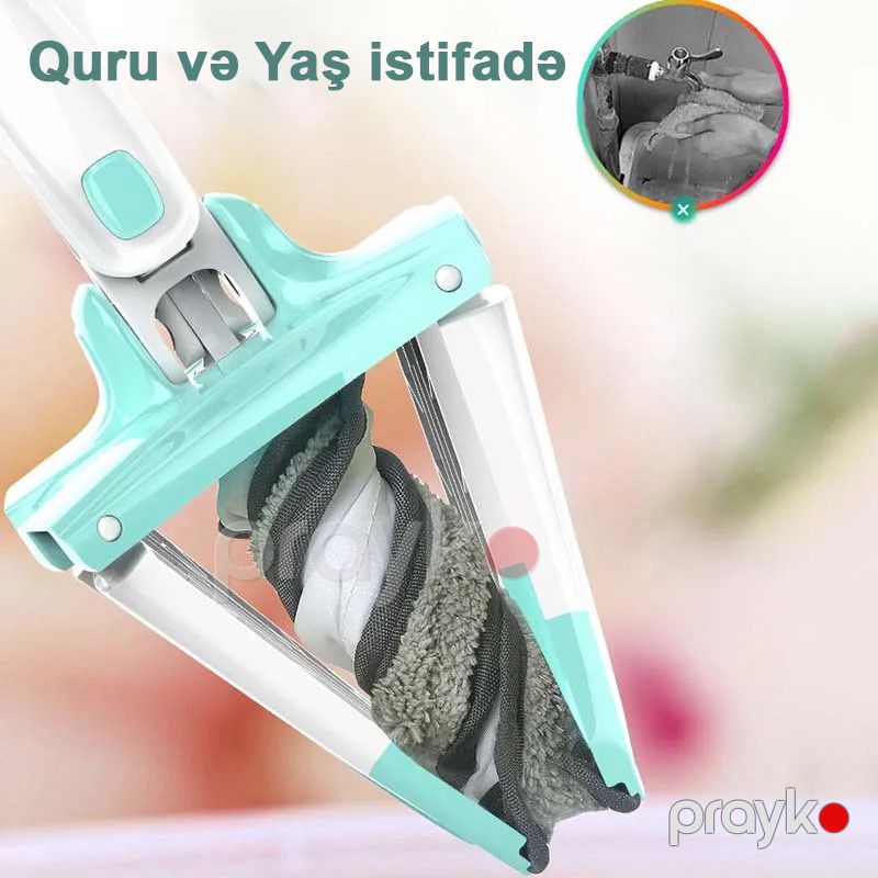Ev üçün Funksional Özüsıxan Polsilən 360° Fırlanan Başlıqlı Mop Polsilən — Mallar, Bakı (4)