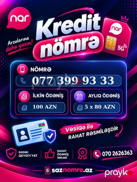 Nar nömrə – (077) 399-93-33 — Xırdalan