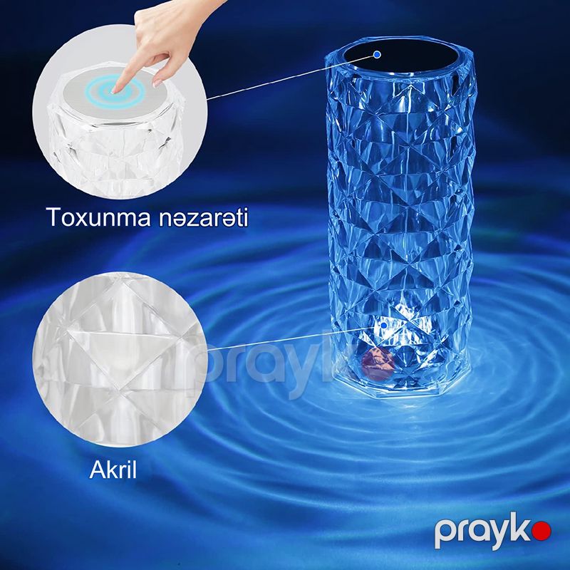 Led Lampa Toxunma Kristal Lampa 16 Rəngli Led İşıqlı Lampa — Mallar, Bakı (6)