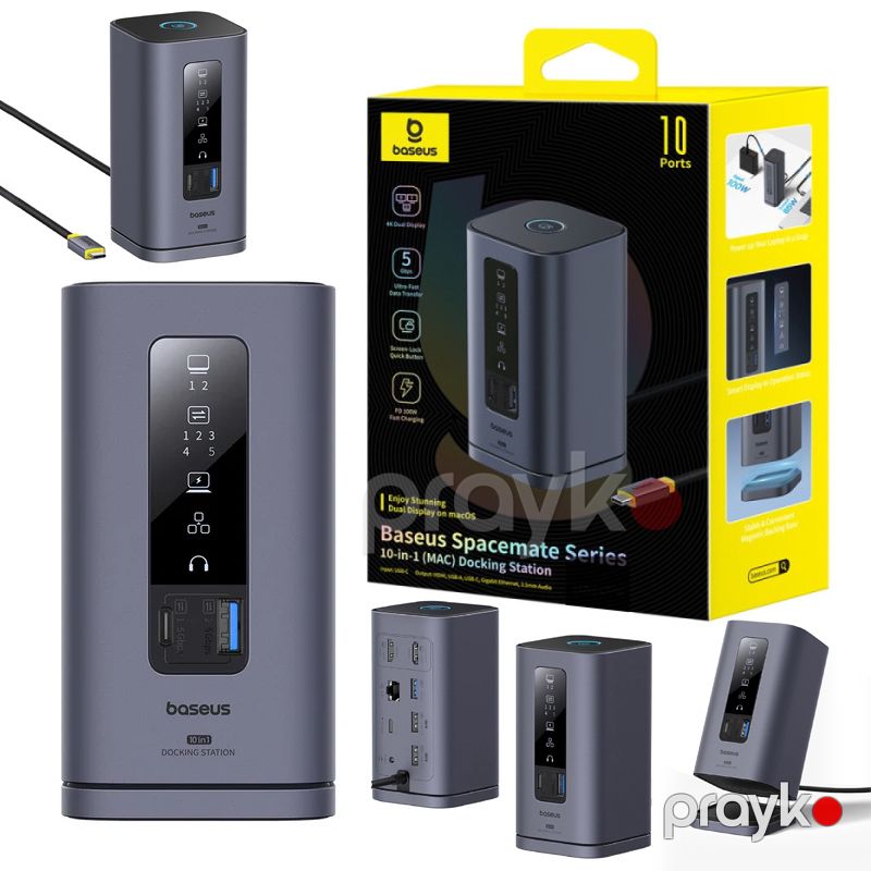 USB HUB Baseus Spacemate Series 10 in 1 MAC Docking Station Space Boz Reng — Elektronika, Bakı (6)