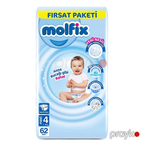 Molfix Bezi İmkan Paketi 4 Ölçü Maxi 2x62 3D Bebek Bezi Maxi 4 Beden 62 Adet — Bakı