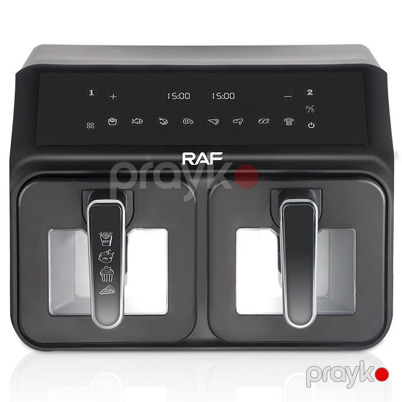 İki Tavalı Rəqəmsal RAF R.5377 Hava Fritözü 2200W Gücə Malik 9 Proqlamlı Peşəkar Air Frey — Digər mətbəx texnikası, Bakı (5)
