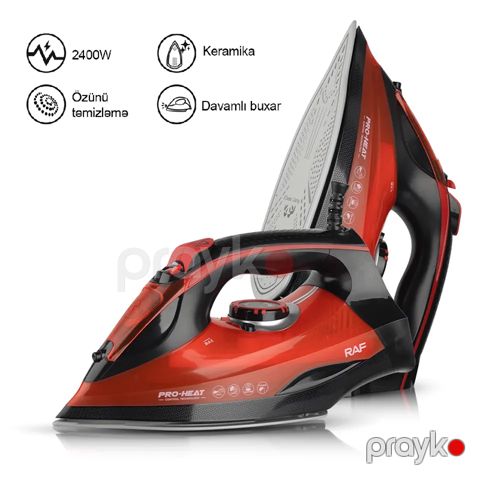 Yüksək Keyfiyyətli Özünütəmizləmə Özəlliyi İlə Elektrikli RAF Buxarlı Ütü 10pcs 2400W Gücündə Peşəkar Buxar Ütüsü — Bakı