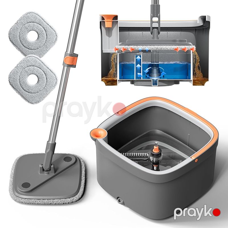 Mikrofiber Mop Sıxma Dəsti 360° Təmiz Su Ayırma Sistemli Kvadrat Fırlanan Paspas Kvadrat Fırlanan Mop və Vedrə Dəsti — Mallar, Bakı (4)