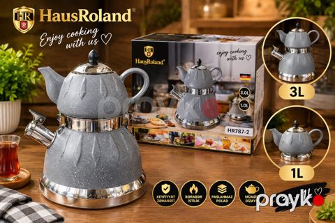Çaydan dəsti Haus Roland, 3000 ml/1000 ml, paslanmayan polad, boz — Bakı