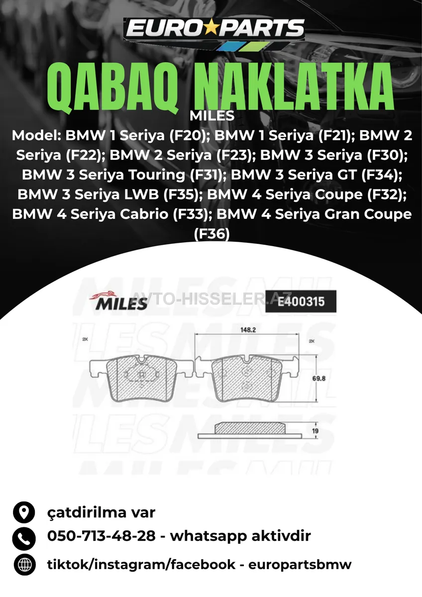 BMW F20 Mıles Qabaq Naklatka — Bakı