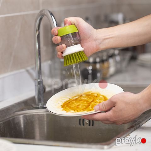 Sabun Dispenserli Qab Yuyan Fırça Qab Yuyan Mətbəx Skrubu Mətbəx Fırçası — Bakı