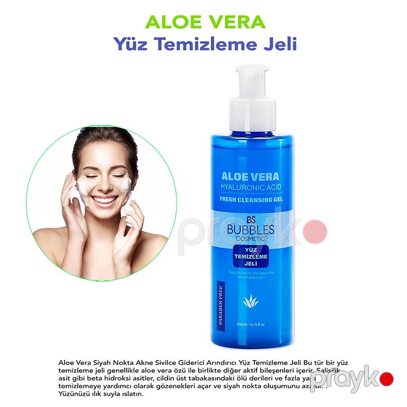 Bs Bubbles Cosmetic Aloe Vera Terkibli Qara Nöqtələrə Sızanaqlara Qarşı Üz Yuma Geli 200 ml — Gözəllik və səhiyyə, Bakı (5)