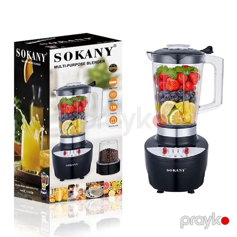2-si 1 Arada Çoxfunksiyalı Sokany Blender 500W Termostat Nəzarəti Buz Qırma Özəlliyi İlə Polad Kokteyl Blenderi 1.5L — Blenderlər, xırdalayanlar və mikserlər, Bakı (8)