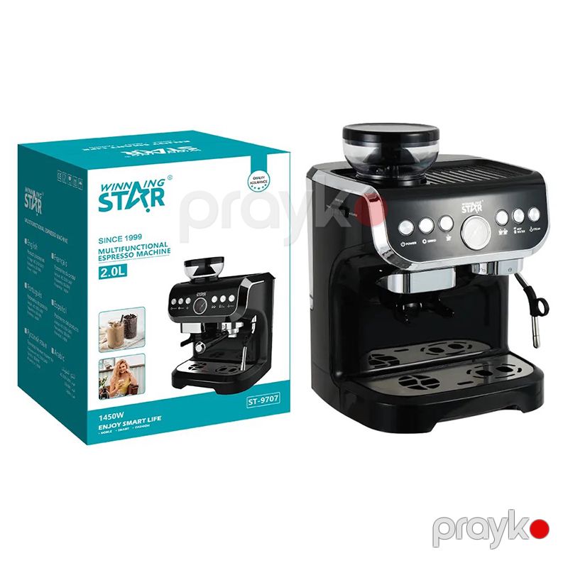Wınnıng Star ST-9707 Çoxfunksiyalı Qəhvə Hazırlayan Elektrikli Yüksək Təzyiqli Espresso Maşını Kofe Üyüdücü İlə — Digər mətbəx texnikası, Bakı (3)