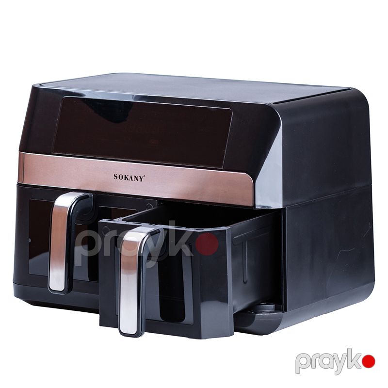 Sensor Ekranlı İkiqat Hava Fritöz Sokany SK-10034 Elektrikli Fritöz 2 Səbətli Air Frey Rəqəmsal Polad Hava Fritözü 2800W — Digər mətbəx texnikası, Bakı (3)