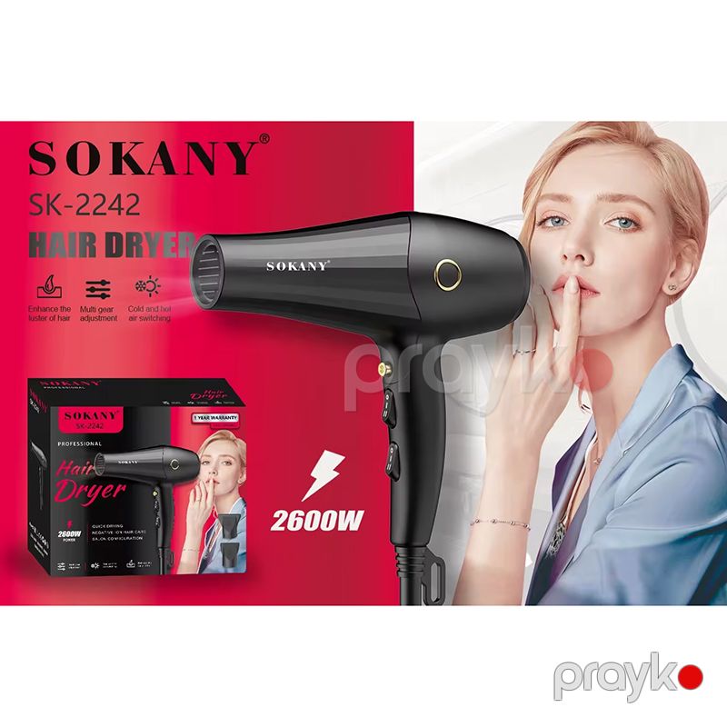 Sokany SK-2242 Çoxfunksiyalı Elektrikli Saç Feni Saç Şəkilləndirici Fen Hava Feni 2600W — Fən, Bakı (2)