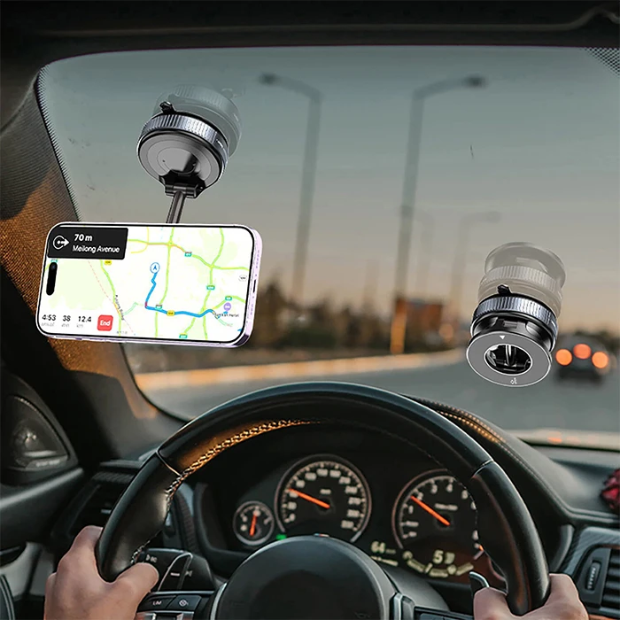 Vakuum Gücləndiricili və 360° Dönməli Universal Maqnit Telefon Tutacağı — Model Koo7 Gücü ilə Maksimum Sabitlik — Mallar, Bakı (4)