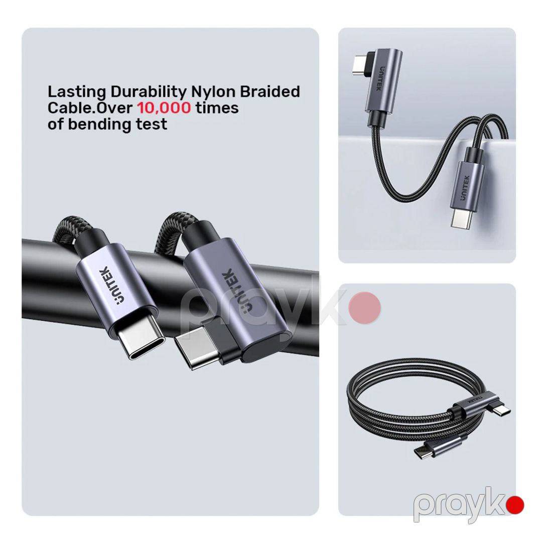 Unitek 100W Usb-c kabel — 90° bucaqlı şarj kabeli — Periferik cihazlar, Bakı (4)
