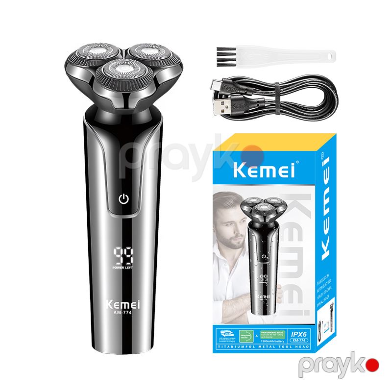Kemei KM-774 - Elektrikli Üz Qırxma Maşını Suya Davamlı LCD Üç Bıçaqlı Ülgüc — Usturalar, trimmerler və epilyatorlar, Bakı (5)